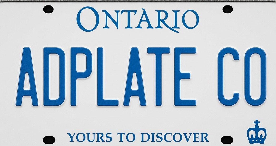 Ontario licence plate ADPLATE CO